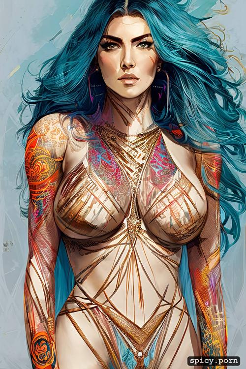 vibrant, centered, intricate, precise lineart, carne griffiths