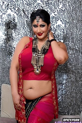 thick body type, gorgeous village real woman, red lipstick, wide broad hips