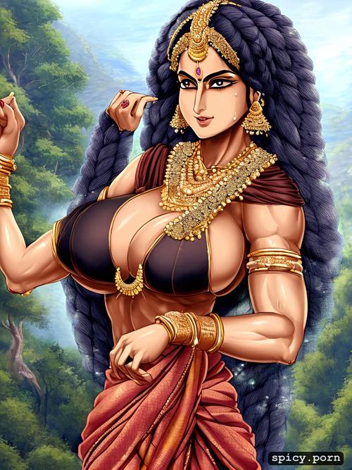 medium large breasts, saree, ultra detailed, giantess, tall