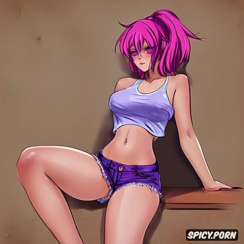 hy1ac9ok2rqr, see through tanktop with underboob, detailed, short shorts