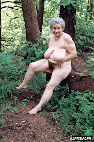 very hairy pussy, curvy, hanging tits, very old granny, pale skin