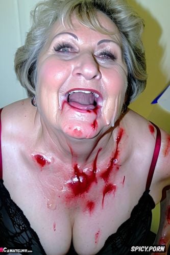 highres, tremendous cum on tits, true color, old zombie grandmother and old zombie aunt