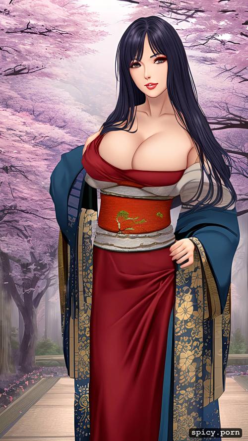 realistic anime, in feudal japan, 3dt, vibrant colors, 3d style