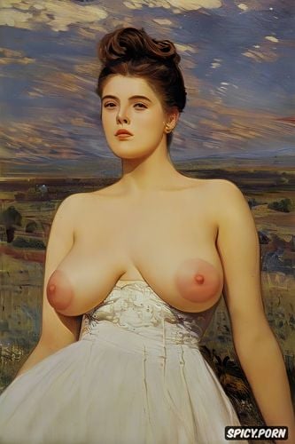 john singer sargeant oil painting, small tender breasts, millie brady