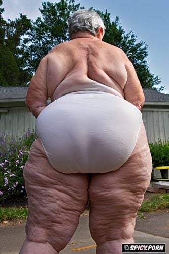 ssbbw granny, naked, portrait, monster butt, obese, visible from head to thighs