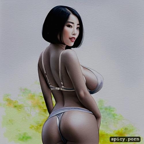 posing, asian, black hair, perfect body, horney, big butt, tiny boobs