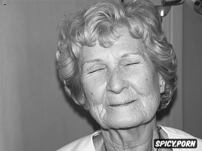 eyes closed, grey hair, dead body, indoors, point of view, portrait