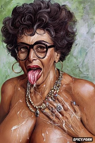 dollars in hand, bare giant udder, sophia loren, sperm on glasses