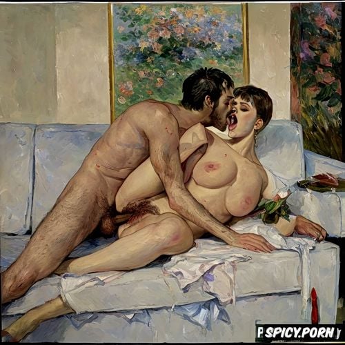 pyotr krivonogov, hr giger, cuddling, open mouth, boyfriend and wife on couch
