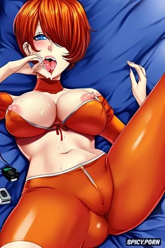 anime face, open legs pose, flat chested, detailed, tiny boobs