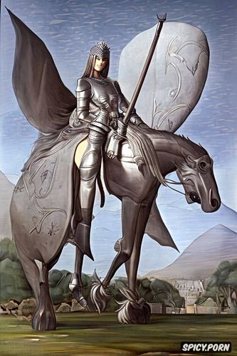 caballus, paolo uccello oil painting, glistening light reflective