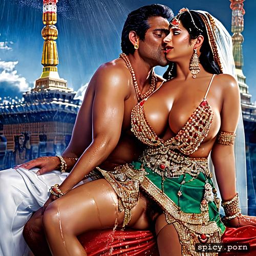 huge breasts, legs spread open, hindu temple hairy pussy, wedding ceremony