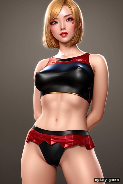 superhero outfit, erect nipples, dd cup size, 8k, full length