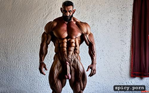 super tall more then 2 meters, muscular calves, wide shoulders