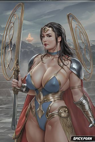 small size breasts, diadem, superhero, chun li, medieval armor