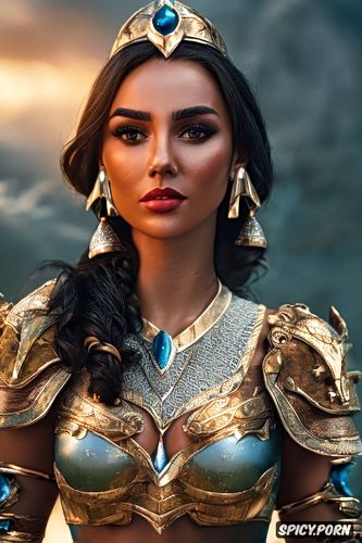 8k shot on canon dslr, ultra detailed, masterpiece, warrior jasmine disney s aladdin beautiful face wearing armor