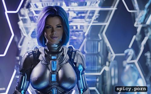 blue purple skin, fit, thick dick in vagina, athletic, kate beckinsale as cortana from halo