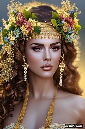 ultra detailed, greek mythology, megara, ultra realistic, golden greek wreath circlet