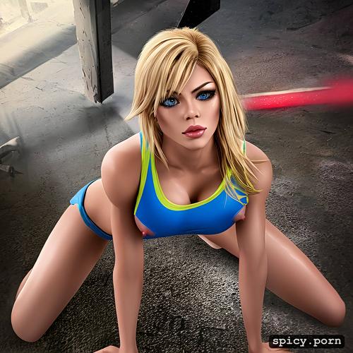 blond hair, stunning face, athletic body, cum on face, riley steele