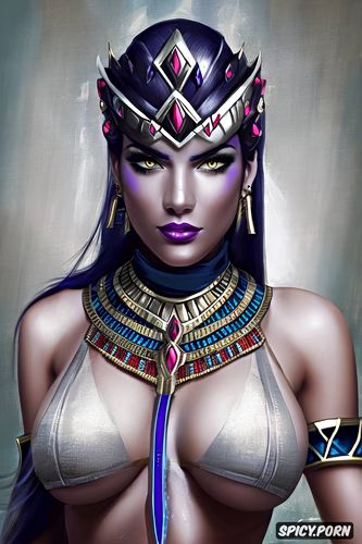 widowmaker overwatch female pharaoh ancient egypt pharoah crown royal robes beautiful face portrait muscles