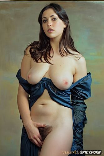 visible pussy lips, rembrandt oil painting, wide hips, comprehensive cinematic