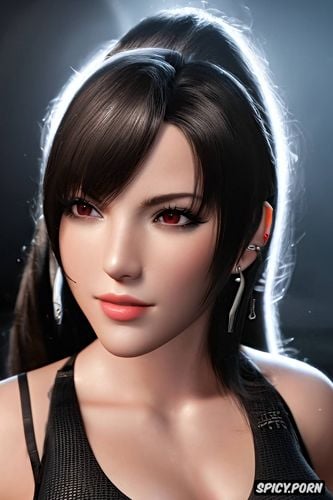 k shot on canon dslr, ultra detailed, ultra realistic, tifa lockhart final fantasy vii remake tight outfit beautiful face masterpiece