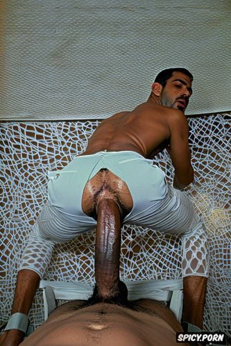 arabs man, focus on man face, big black dick penetrates ass hole