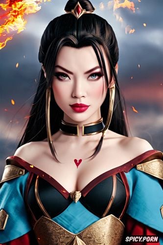 azula avatar the last airbender fire nation royal armor beautiful face full lips young full body shot