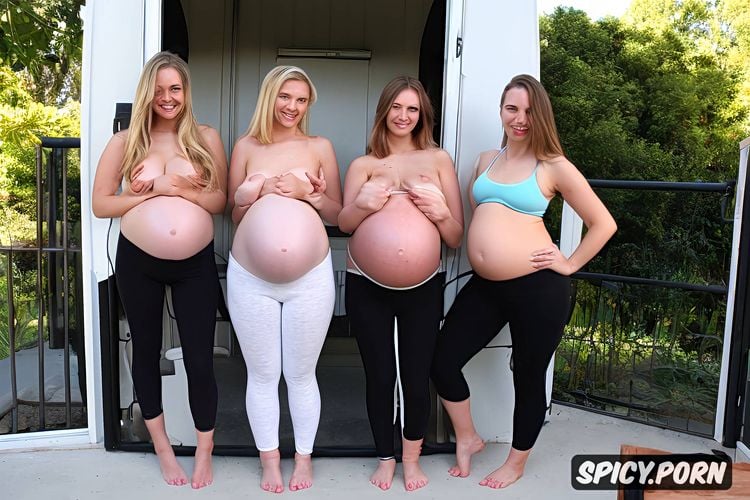 five shy white innocent teen women, besties, realistic photo