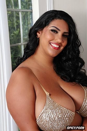 gorgeous egyptian plus size model, chubby thick thighs, beautiful smiling face