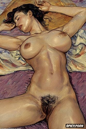 big tits, courbet, realism painting, spreading legs, fat woman
