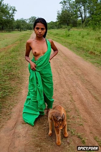 a young petite tiny beautiful typical gujarati villager female teen farm worker