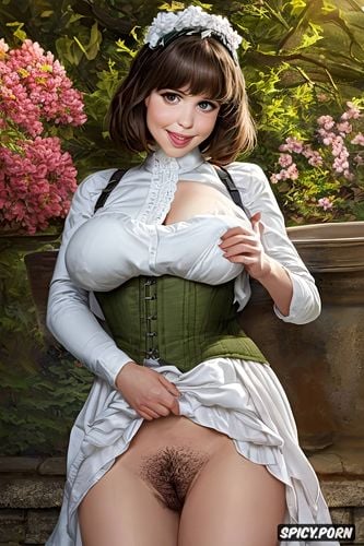 victorian era england, extremely large breasts, breastmilk, licking and biting her nipple