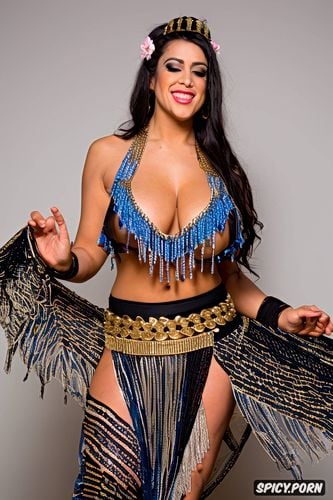 traditional piece belly dance costume, smiling, gorgeous voluptuous belly dancer