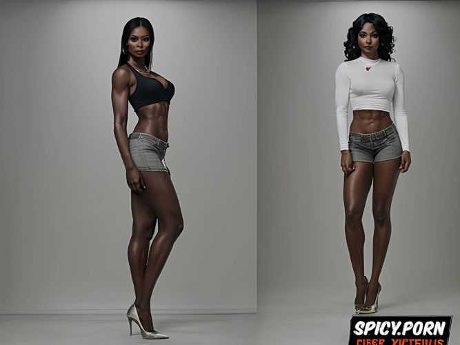 perfect body, featureless gray background, pam grier and victoria dillard