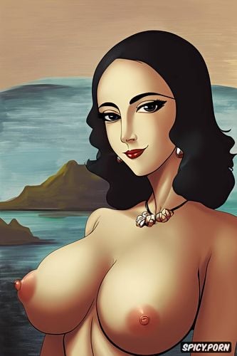 painted in the style of tamara de lempicka, mona lisa, lovely smiling face