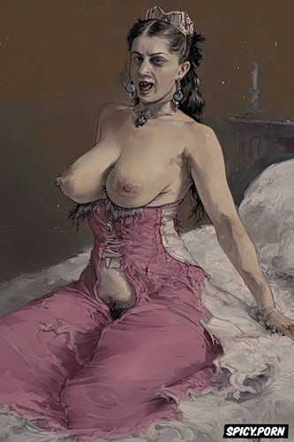 nude, pyotr krivonogov, victorian gown, pink nipples, exorcism