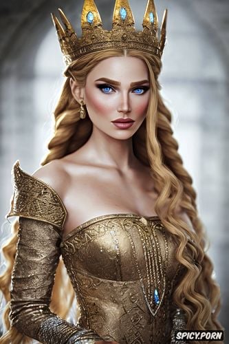 long golden blonde hair in twin braids, dragon age, beautiful face portrait