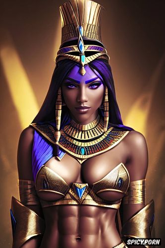 abs, ultra realistic, ashe overwatch female pharaoh ancient egypt pharoah crown royal robes beautiful face portrait muscles