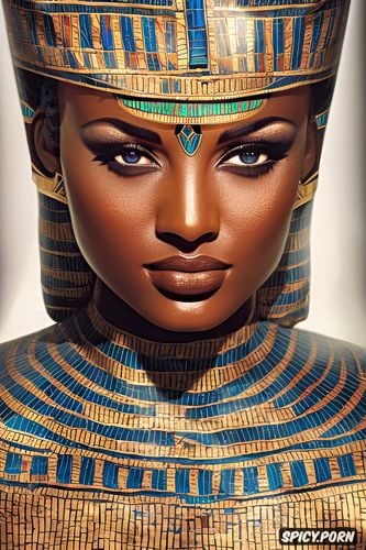 abs, femal pharaoh ancient egypt egyptian pyramids pharoah crown royal robes beautiful face full lips milf topless