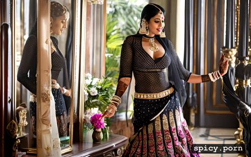 indian sexy female hindu bride urmila, black diamond arm jewellery