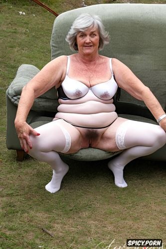 big huge saggy tits granny, shlampe, open legs, natural silver hairy vagina