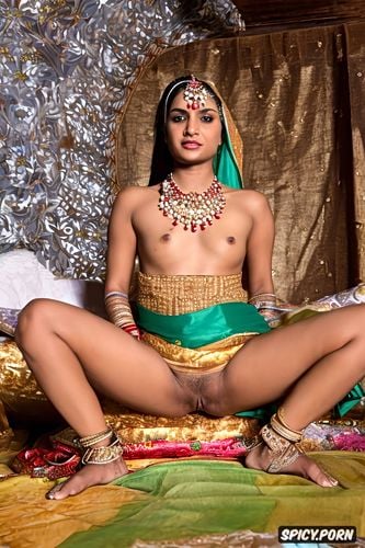 upskirt, bushy eyebrows, intricately detailed, seductive, young typical gujarati villager newlywed bride