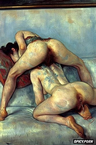 long legs, licking her ear, jessica biel, el greco, anus, white couch