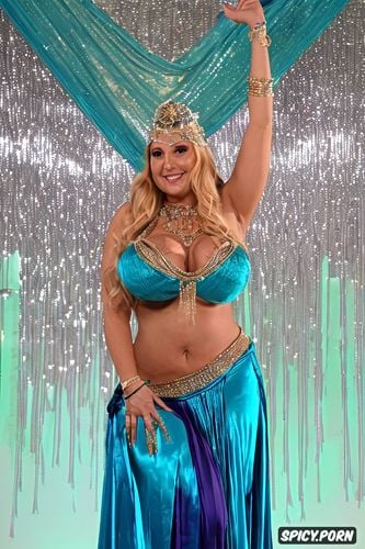 gorgeous bellydancer, extremely long wavy dark hair, massive saggy melons