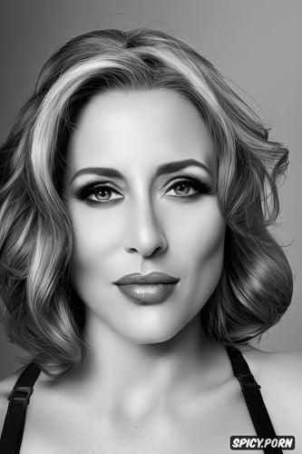 actress gillian anderson looking at viewer has a symmetrical face