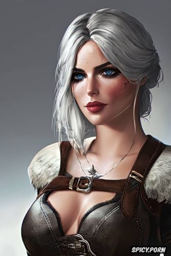 ultra detailed face shot, ciri the witcher tight outfit beautiful face no makeup milf masterpiece