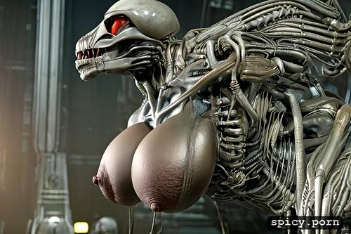 alien, xenomorph female, ultra big tits masterpiece, aliens movie