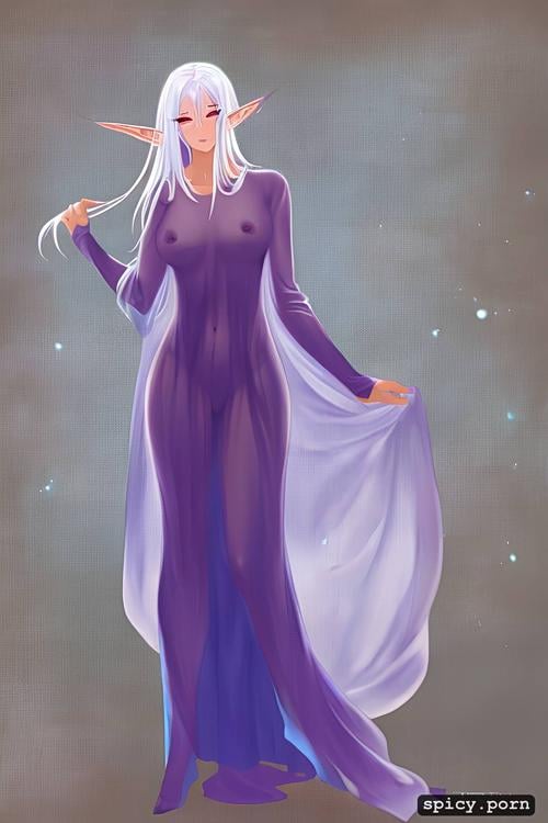 full body, pastel colors, silk robe, see through clothes, purple eyes