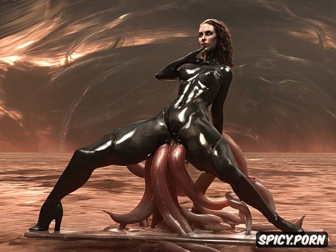 alien movie, photographic style, art of h r giger, massive tentacle aggressively inserted in her pussy